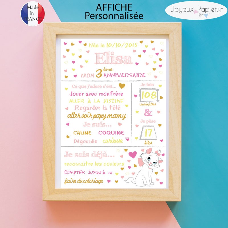 Marie Aristochats Affiche Personnalisee Anniversaire Fille