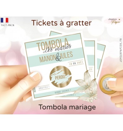 carte Tombola mariage personnalisée jeu animation à gratter