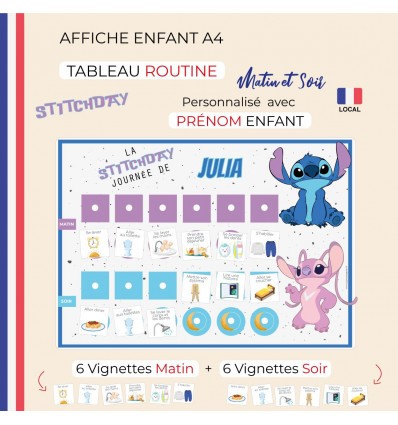 Affiche routine enfant matin et soir Stitch Day