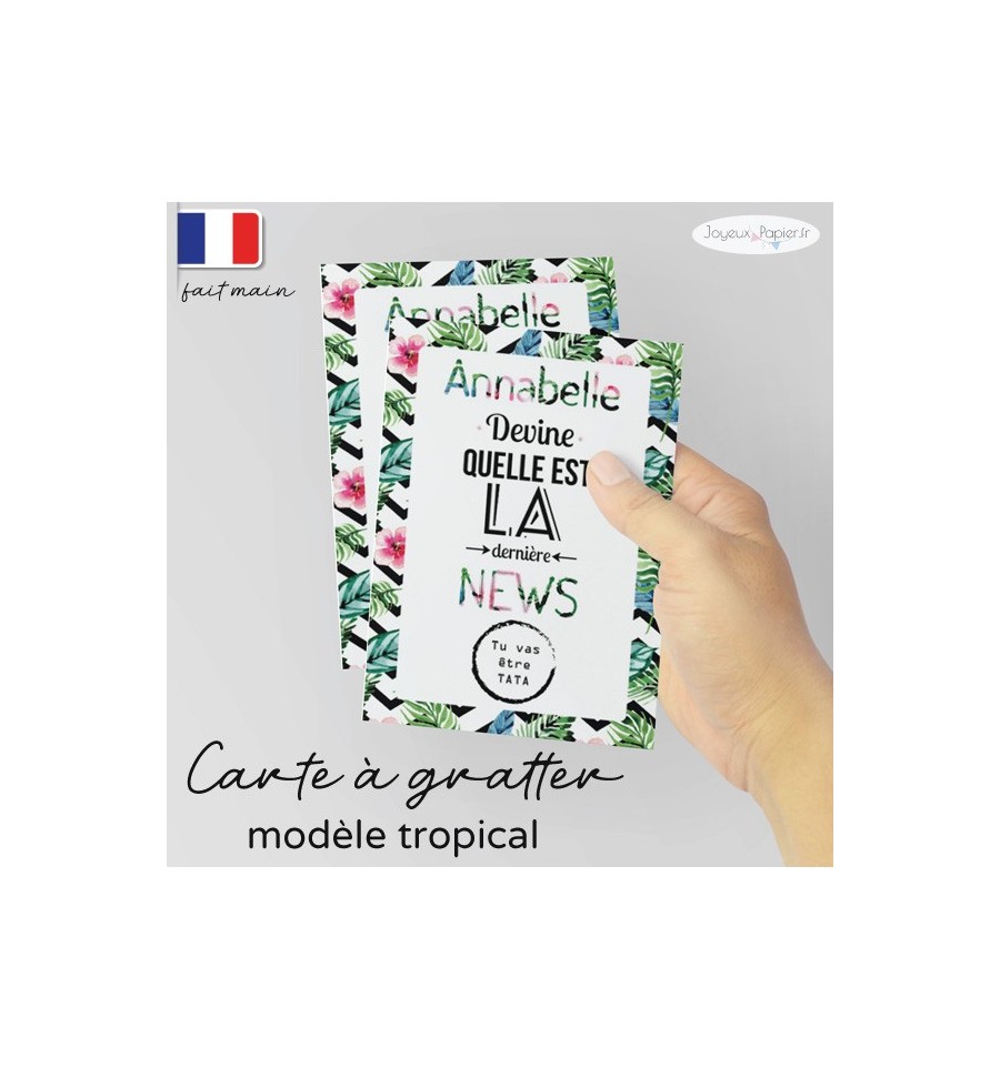 Carte à gratter Tu vas être Tata / Mamie.. modèle tropical