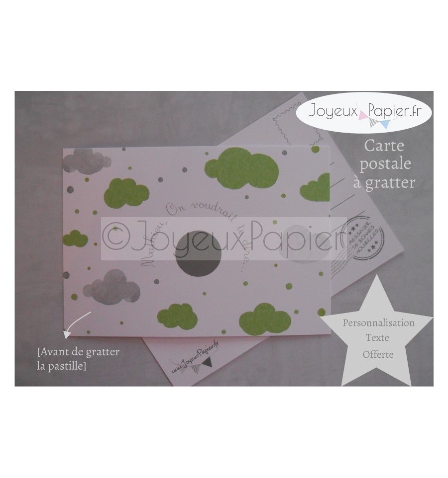 Carte à gratter annonce sexe bébé modèle nuage