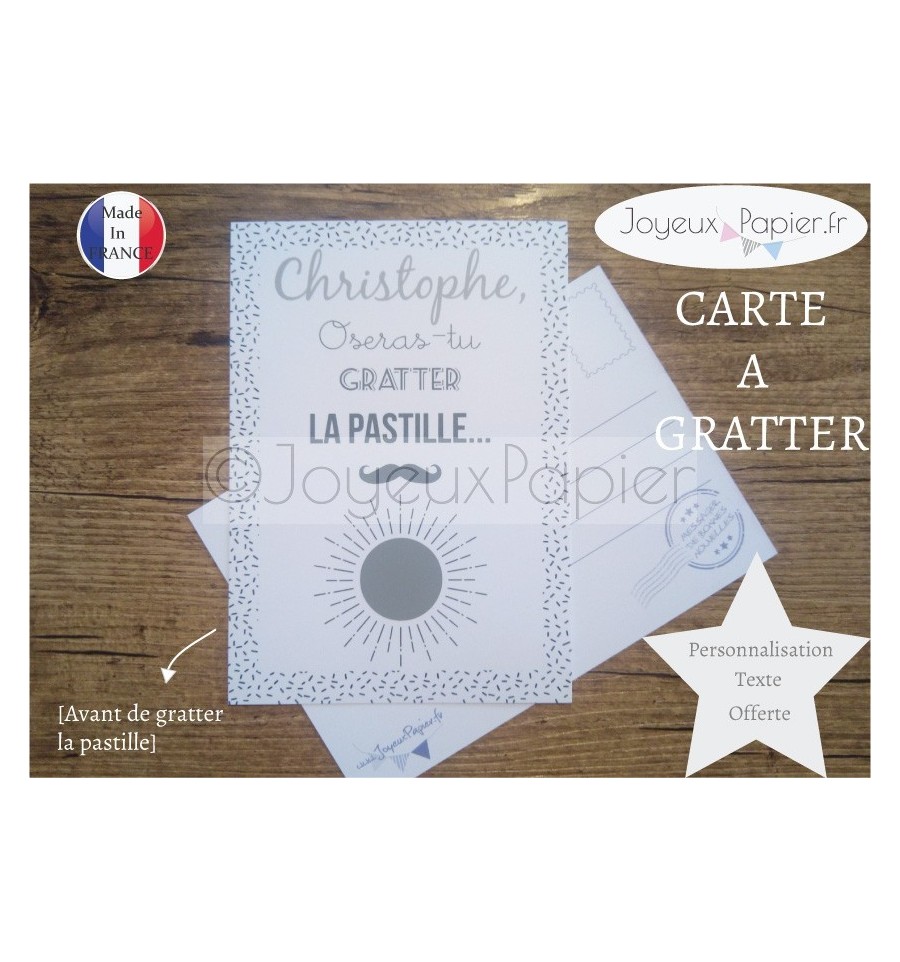 Carte à gratter Tu vas être Papa / Papy.. modèle moustache