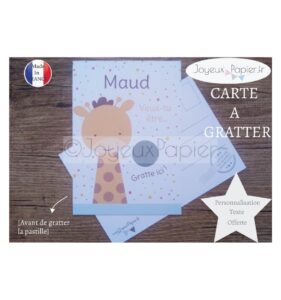 Carte à gratter demande parrain marraine modèle girafe