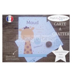 Carte à gratter demande parrain marraine modèle girafe