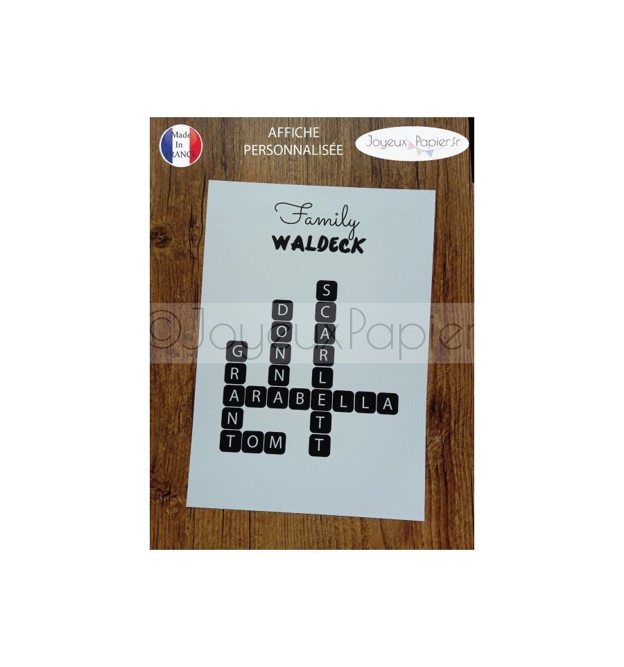 Affiche scrabble famille modèle sanchez