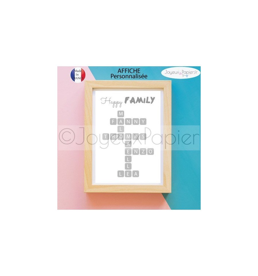 Affiche scrabble famille modèle happy family