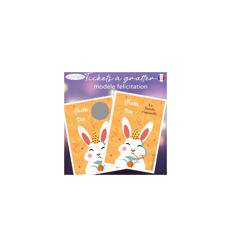Ticket mini carte à gratter annonce grossesse la famille s&rsquo;agrandit