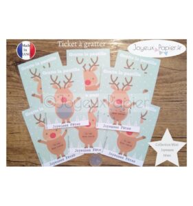 Ticket mini carte à gratter annonce grossesse modèle cerf de noël tu vas être tonton