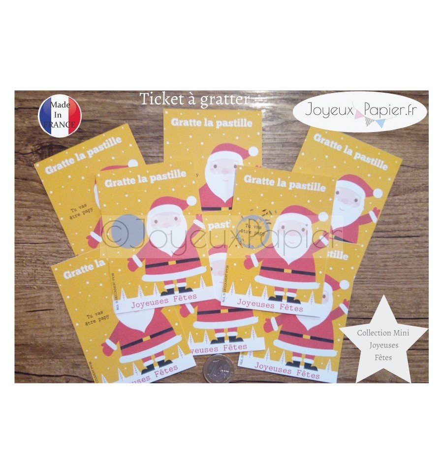 Ticket mini carte à gratter annonce grossesse père noël tu vas être papy