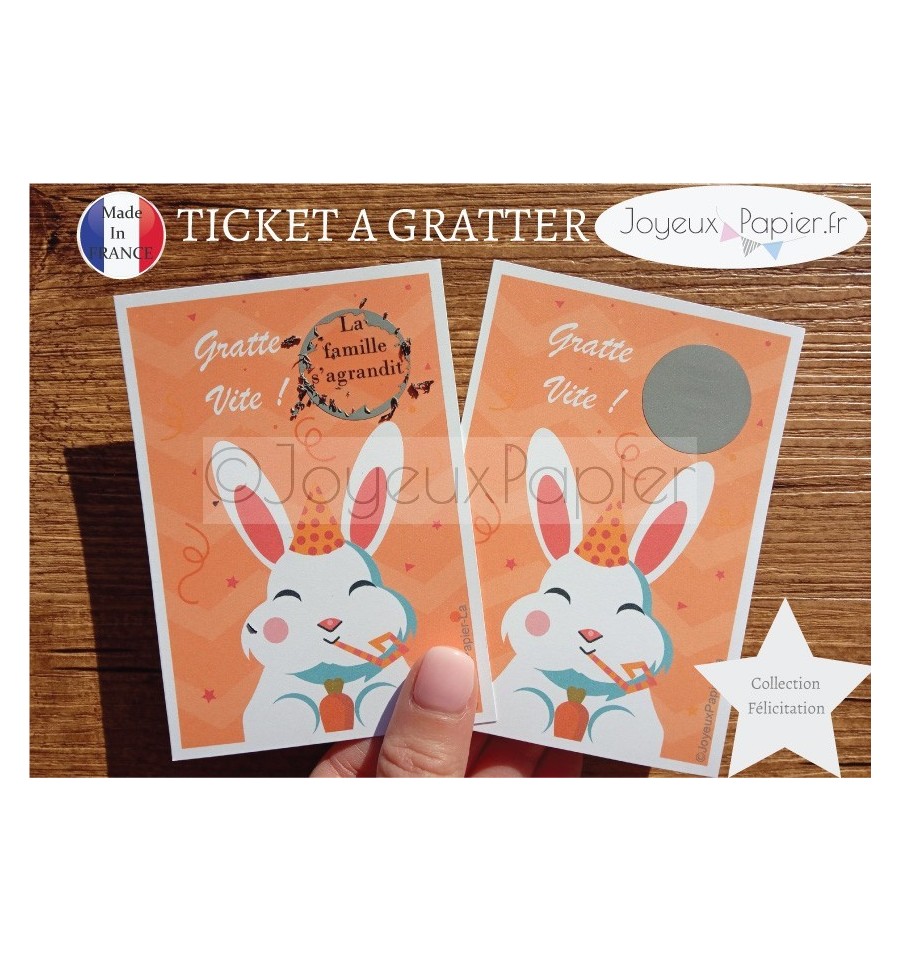 Ticket mini carte à gratter annonce grossesse la famille s&rsquo;agrandit