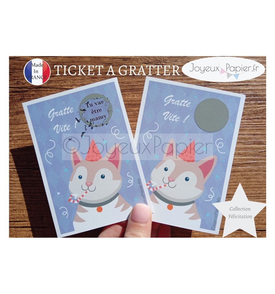 Ticket mini carte à gratter annonce grossesse tu vas être mamy