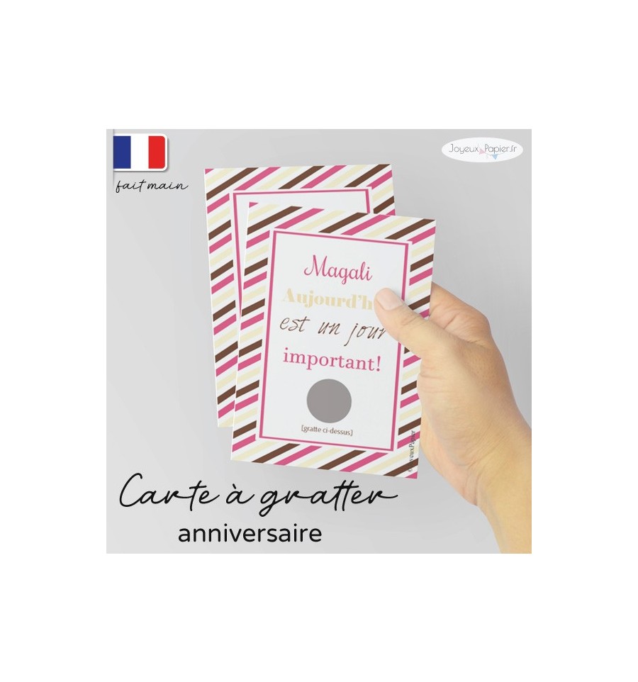 Carte à gratter anniversaire modèle rayures