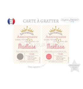 Carte à gratter anniversaire princesse