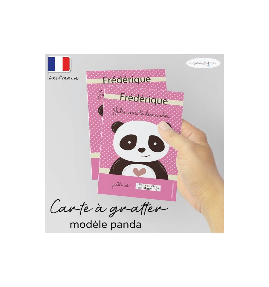Carte à gratter parrain marraine modèle panda