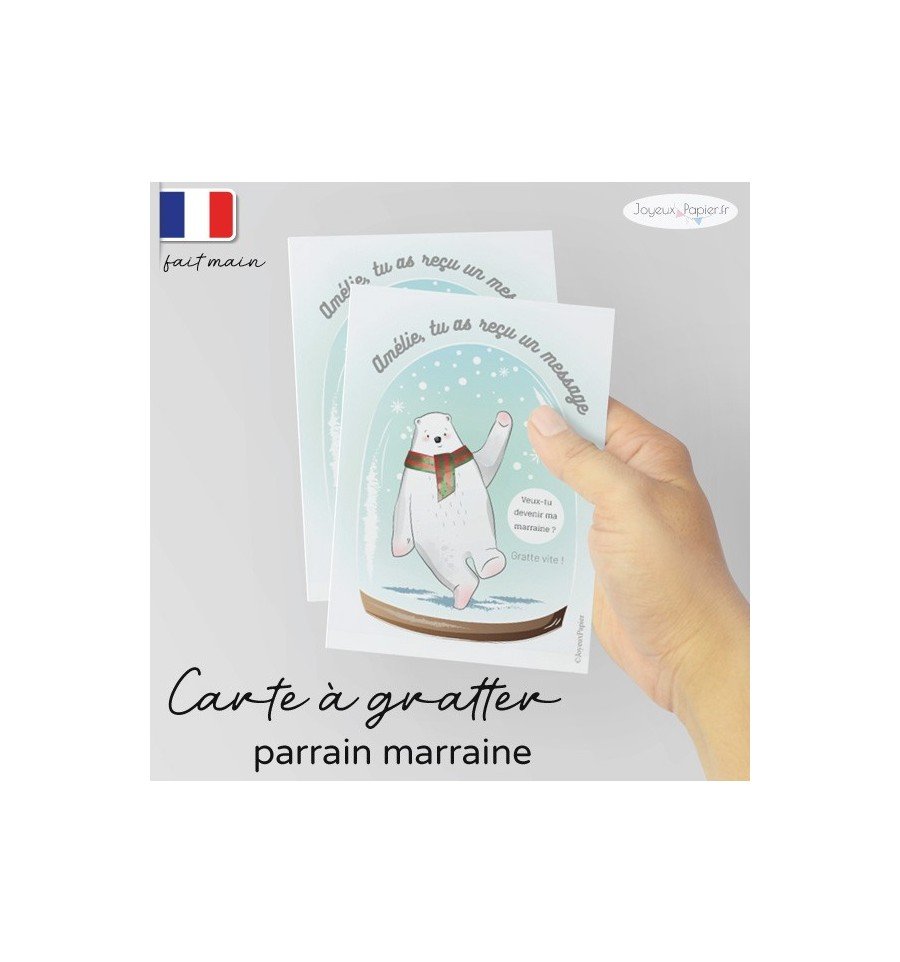 Carte à gratter parrain marraine ours