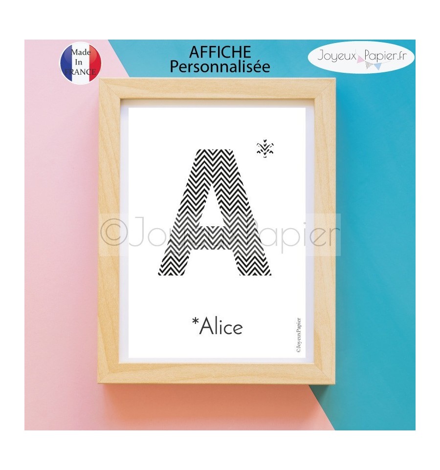 Affiche poster personnalisable initiale et prénom