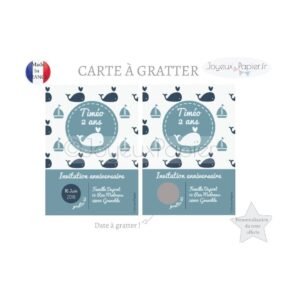 Carte à gratter invitation anniversaire garçon