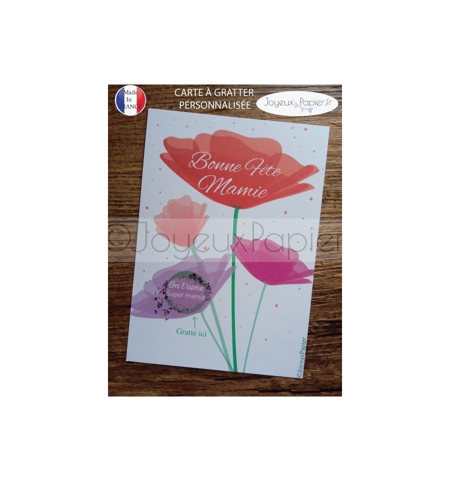 Carte à gratter bonne fête coquelicot