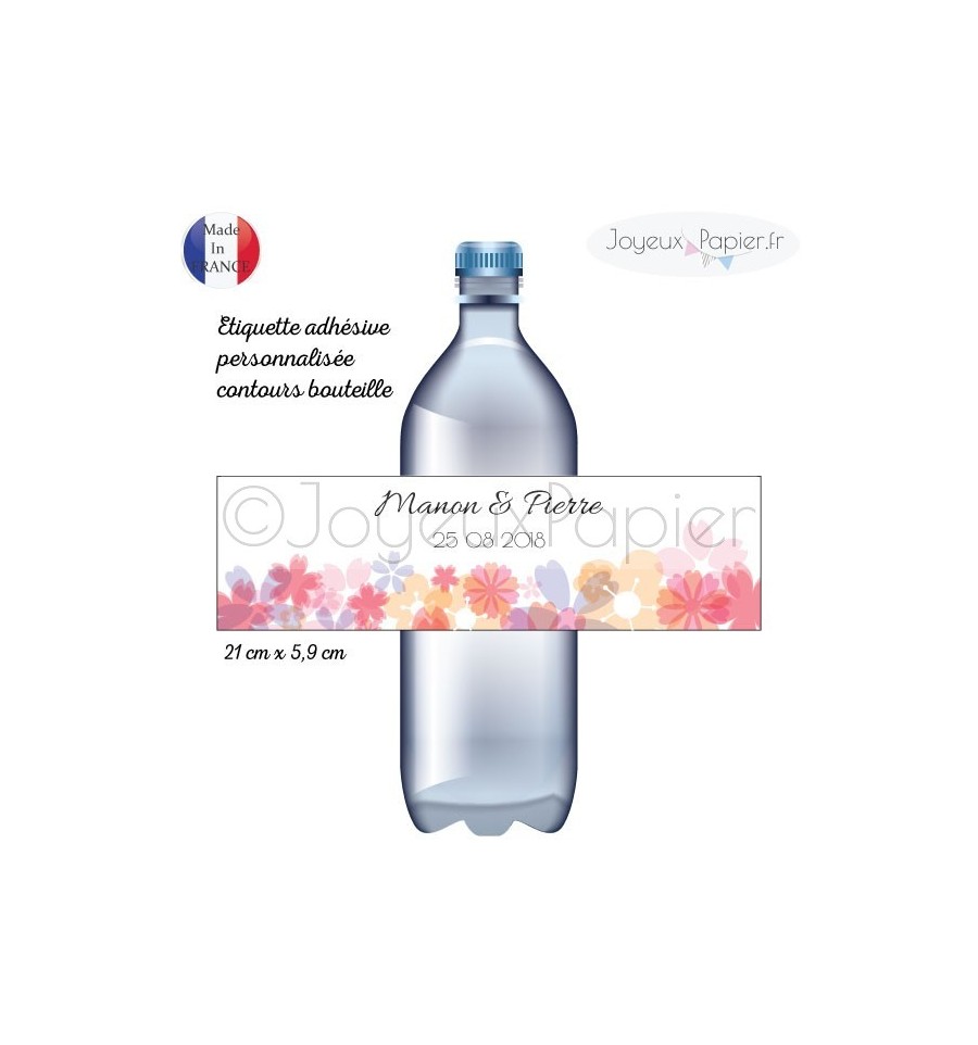 6 Etiquettes adhésives personnalisées contours de bouteille