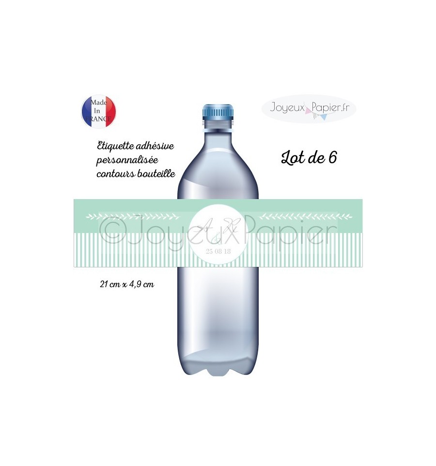 6 Etiquettes bouteille laurier plusieurs coloris