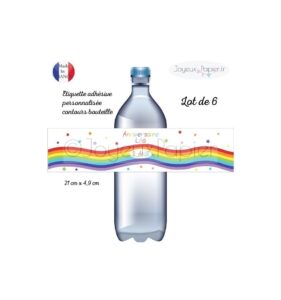 etiquette bouteille anniversaire arc en ciel