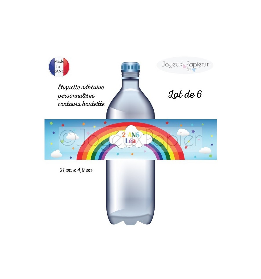 Etiquette autocollante personnalisée tour de bouteille arc en ciel