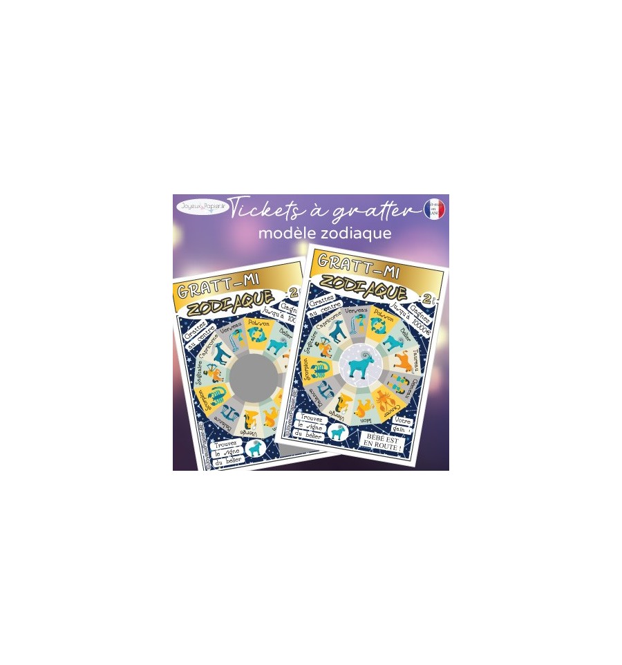 Ticket Carte à gratter annonce grossesse modèle zodiaque