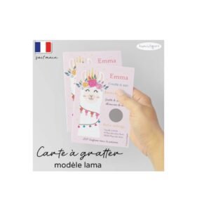 Carte a gratter invitation anniversaire lama