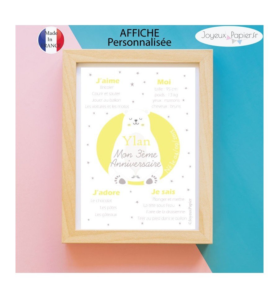 Affiche anniversaire ours polaire