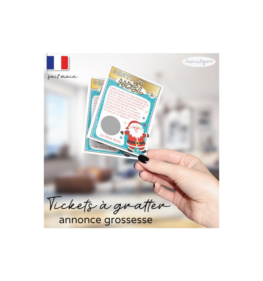 Ticket carte à gratter annonce grossesse noël