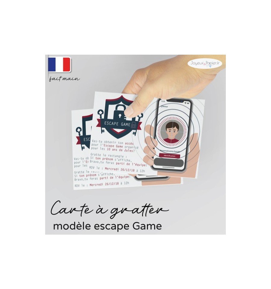 Carte à gratter invitation anniversaire escape game