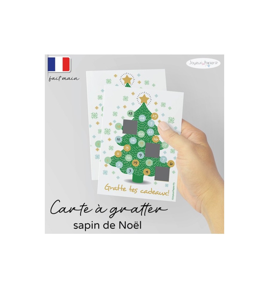 Carte à gratter annonce grossesse Noël modèle sapin