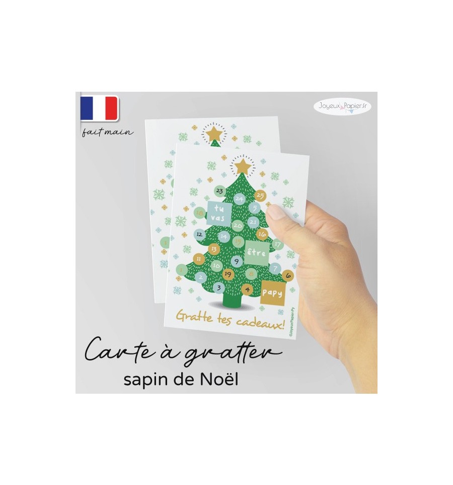 Carte à gratter annonce grossesse Noël modèle sapin