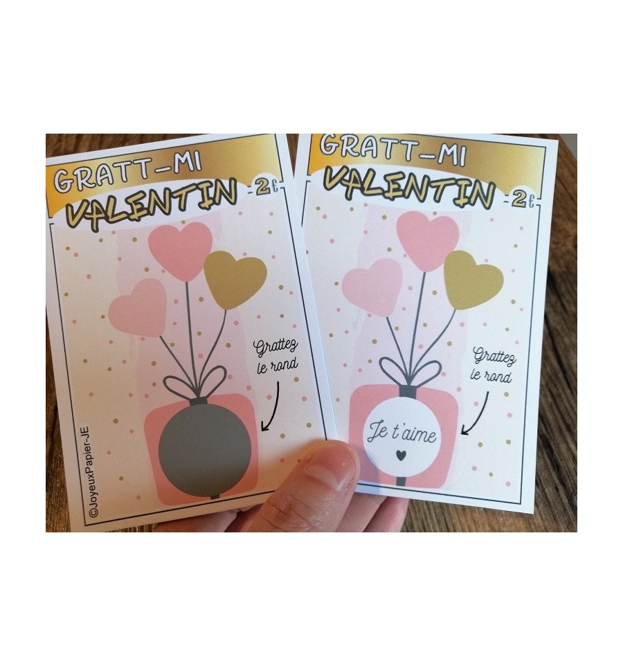 ticket à gratter saint valentin message je t’aime ou votre choix