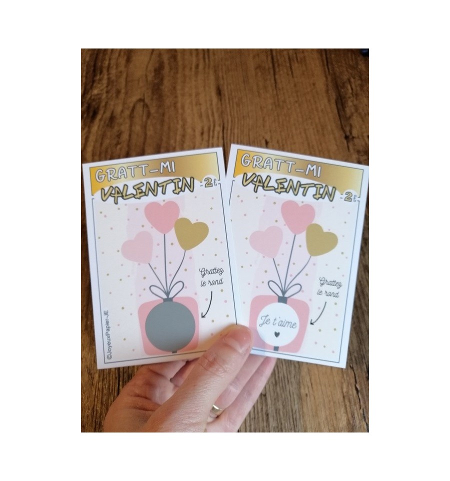 ticket à gratter saint valentin message je t&rsquo;aime ou votre choix