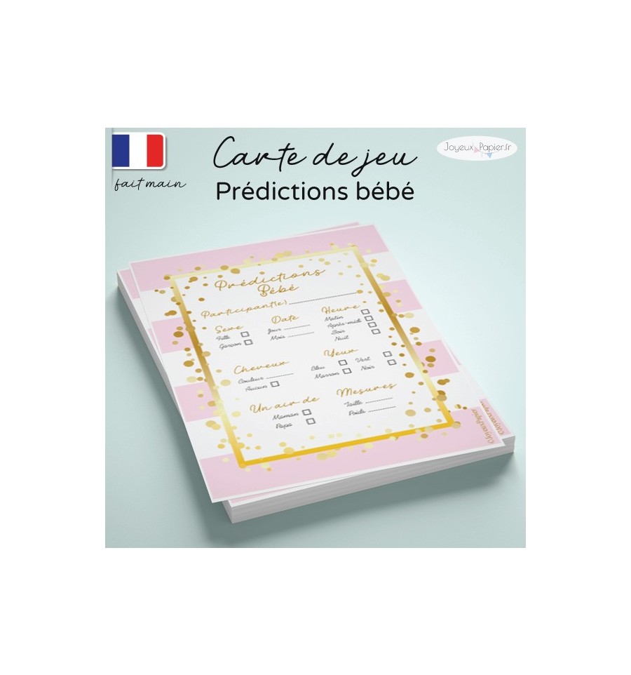 Carte prédictions bébé rose doux pop
