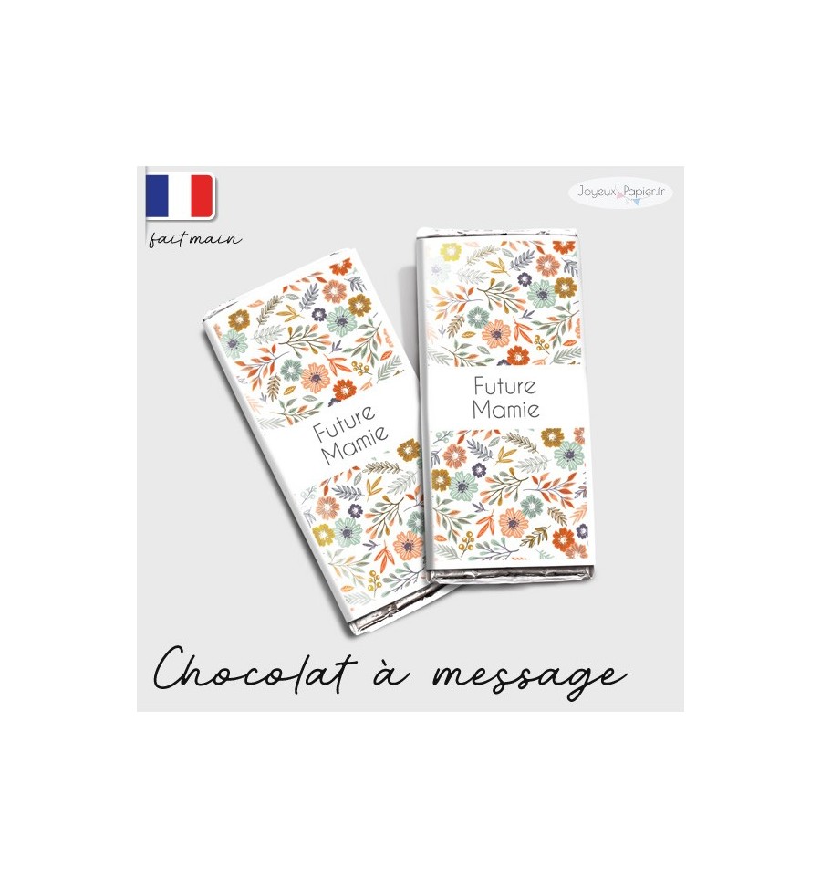 Etui tablette chocolat annonce grossesse modèle flowers