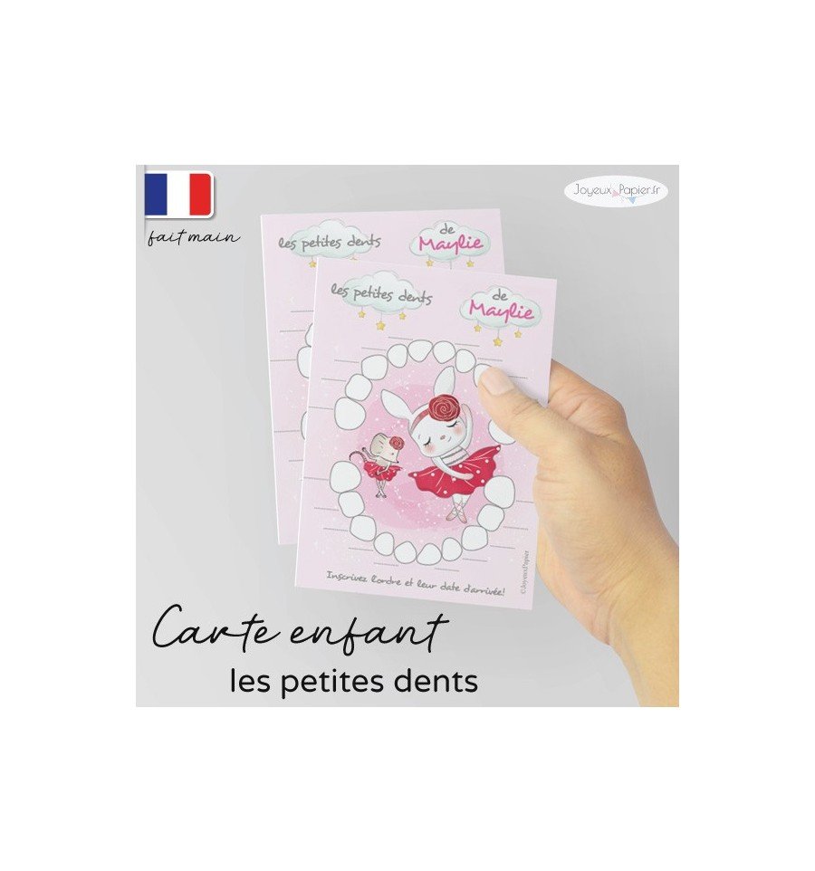 Carte Quenottes les petites dents de bébé personnalisée lapin souris