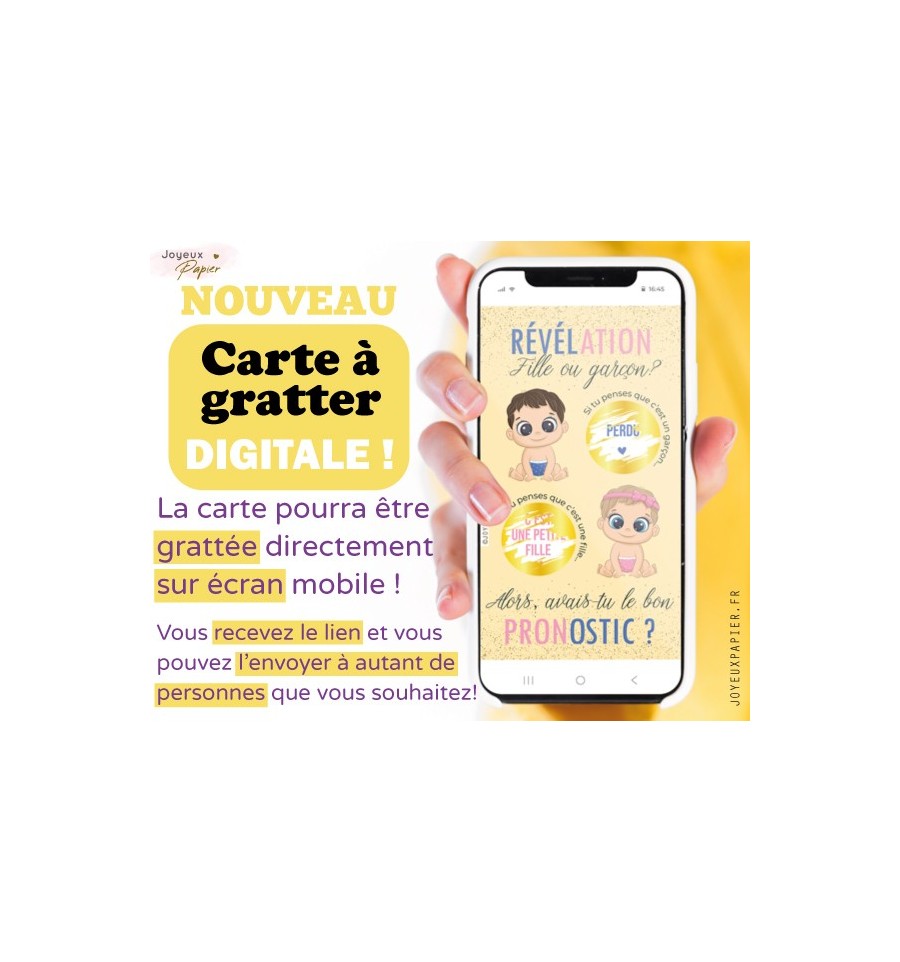 annonce fille ou garçon carte à gratter numérique