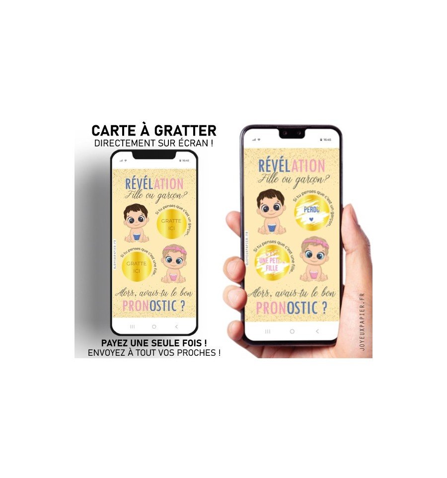 annonce fille ou garçon carte à gratter numérique