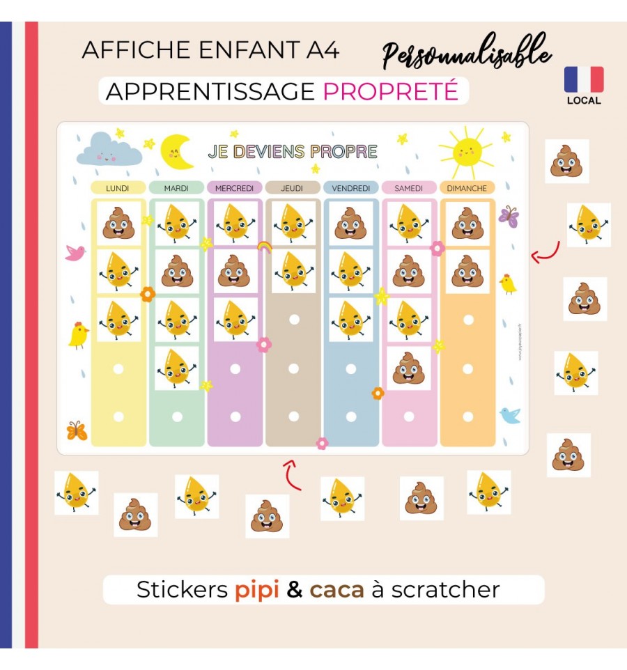 Apprentissage propreté Affiche enfant Je deviens propre